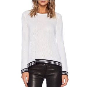 Rag & Bone Nikki Split-Back Pullover Layering Perforated Knit Sweater White XS